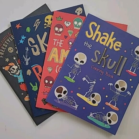 Sugar Skull Coloring Books Set of 4 Foil Accent Kids or Adults Day of the Dead - Picture 1 of 5